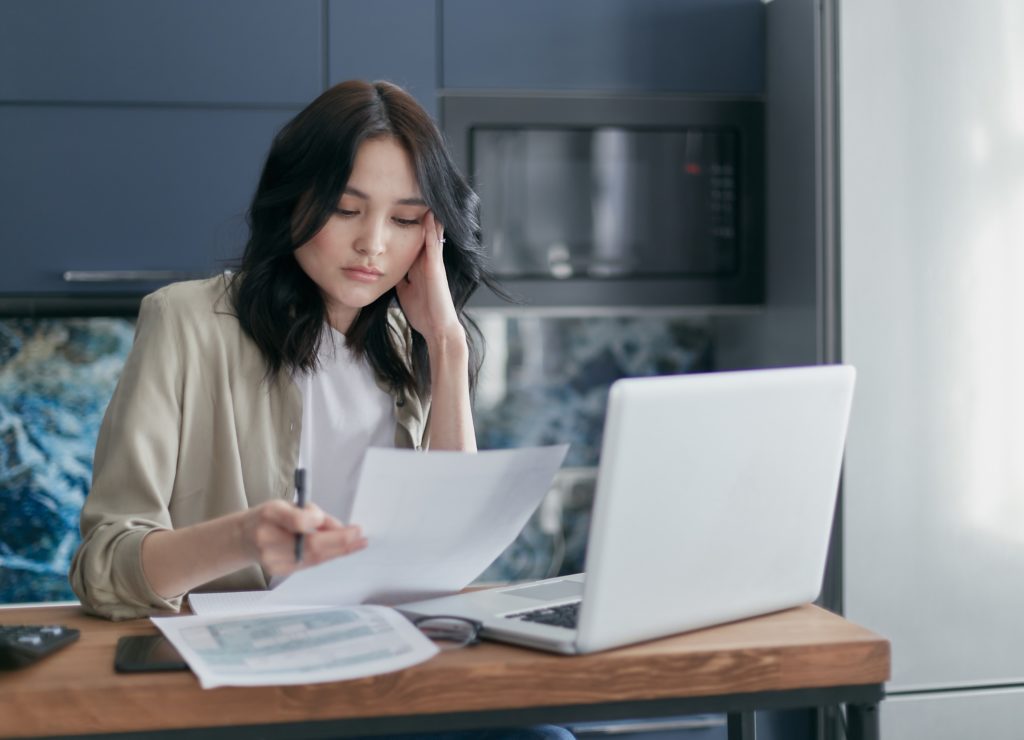 Woman working on finances